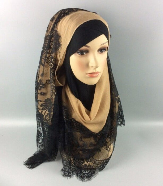Lace Border Fashionable Hijab